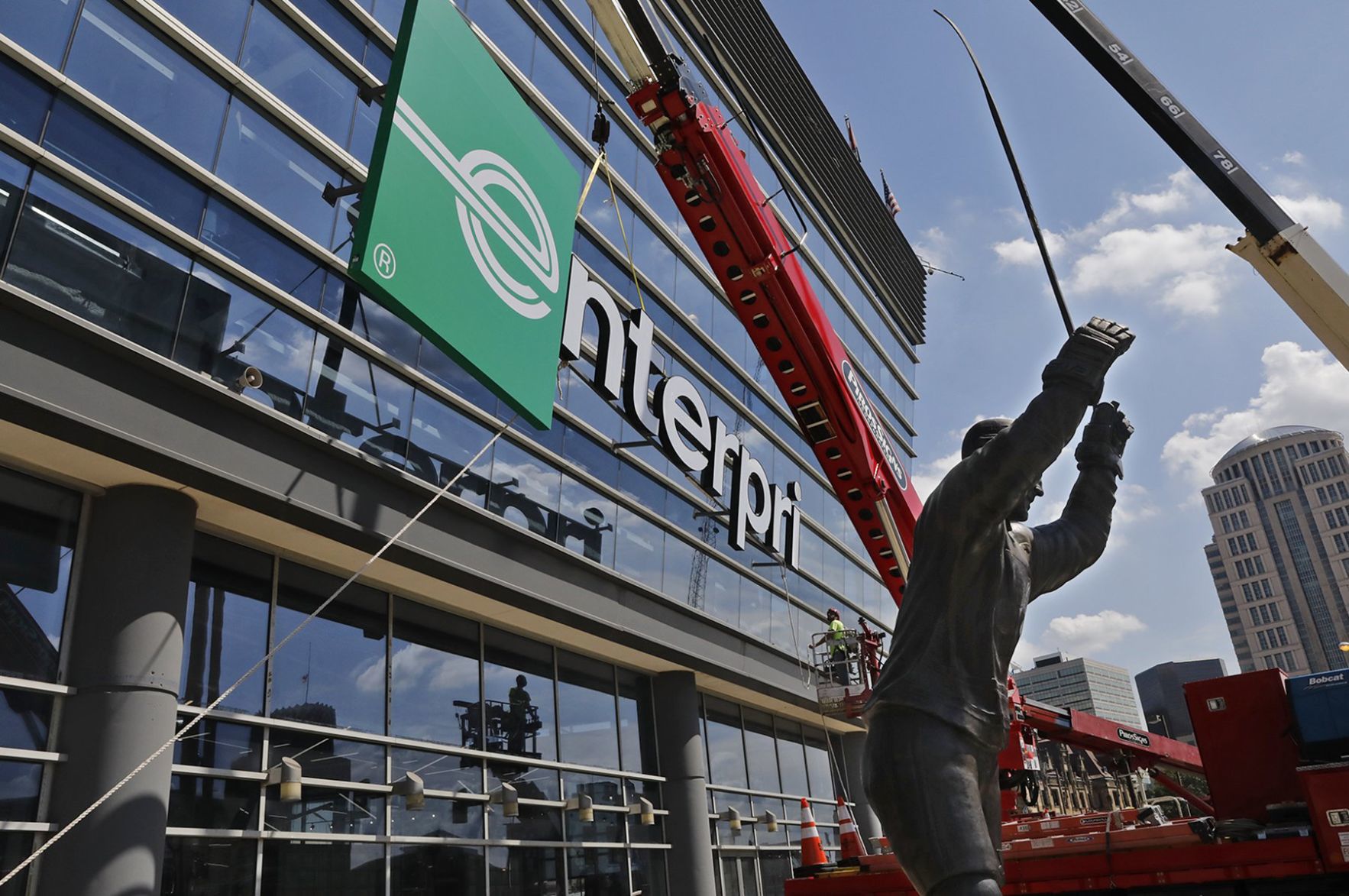 Enterprise Center sign goes up